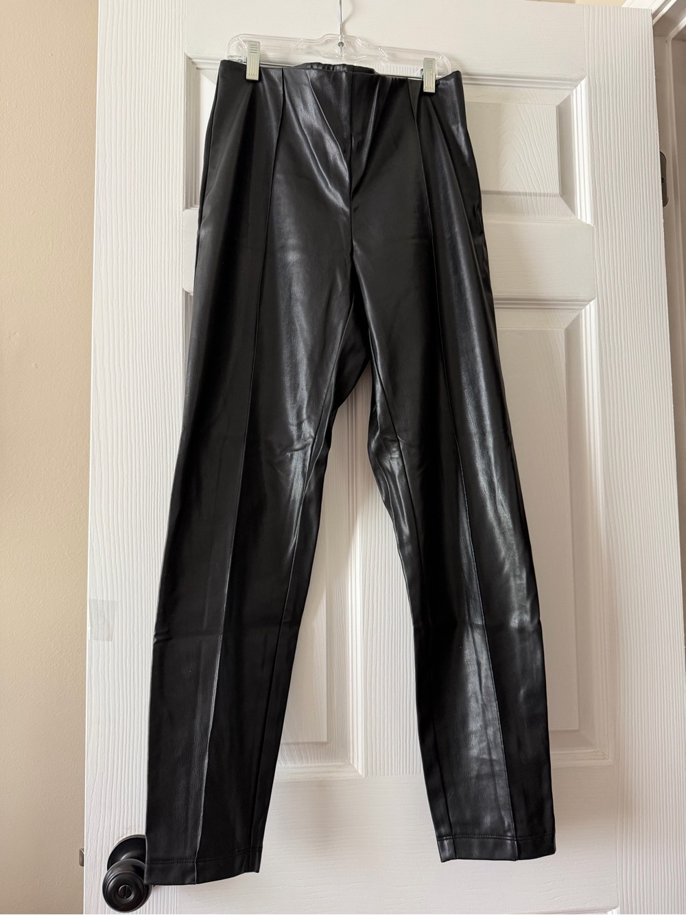Black Faux Leather Womens Pants
